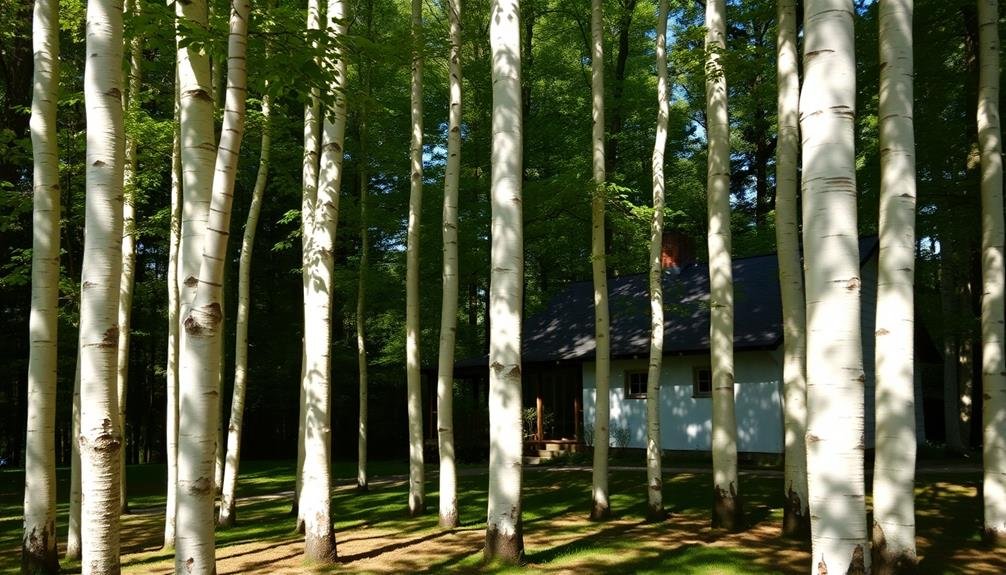 elegant white bark trees