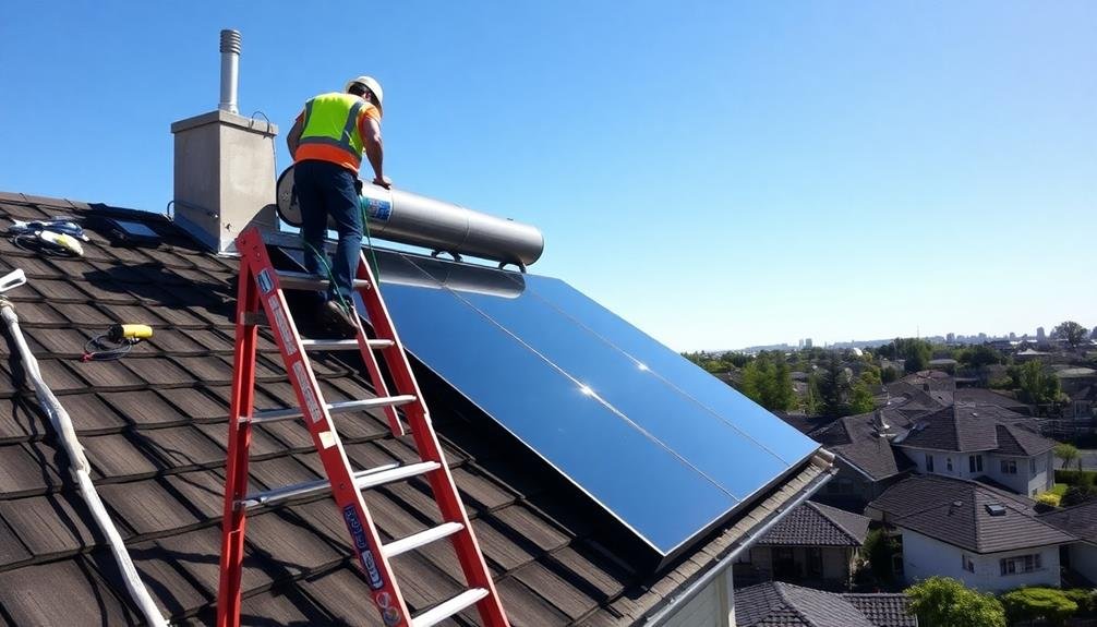 roof solar water heater installation