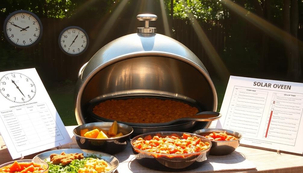 solar oven cooking times